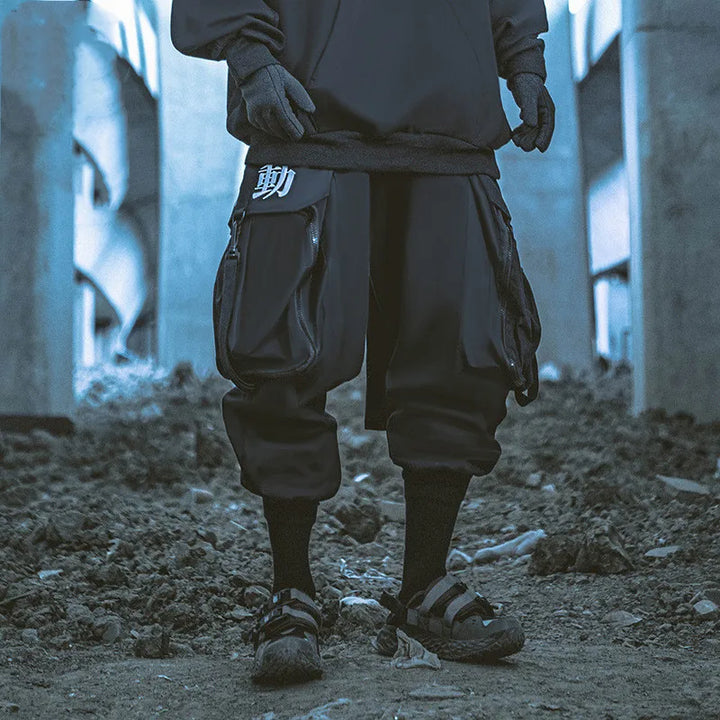 Cyberpunk Cargo Ribbon Pants Dark Tiger