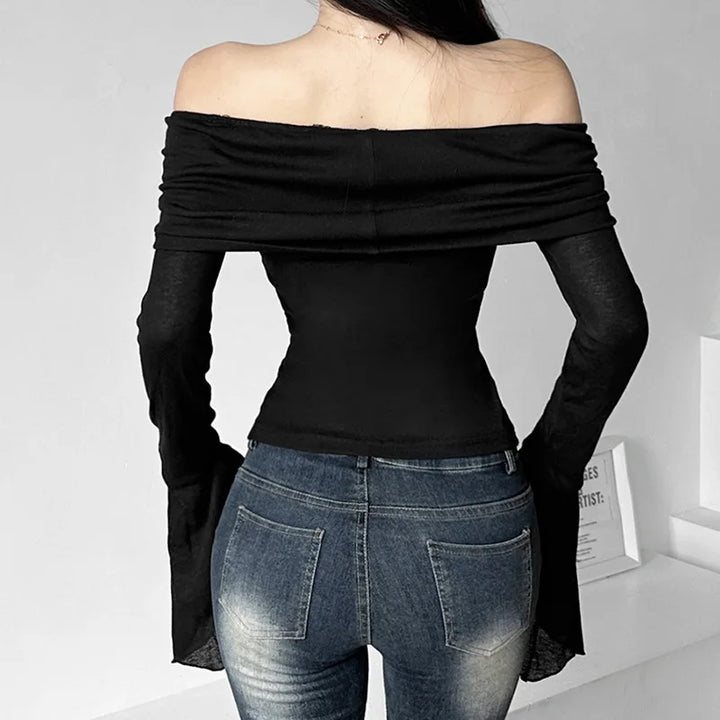 Dark Korean Off-Shoulder Longsleeve Shirt Dark Tiger