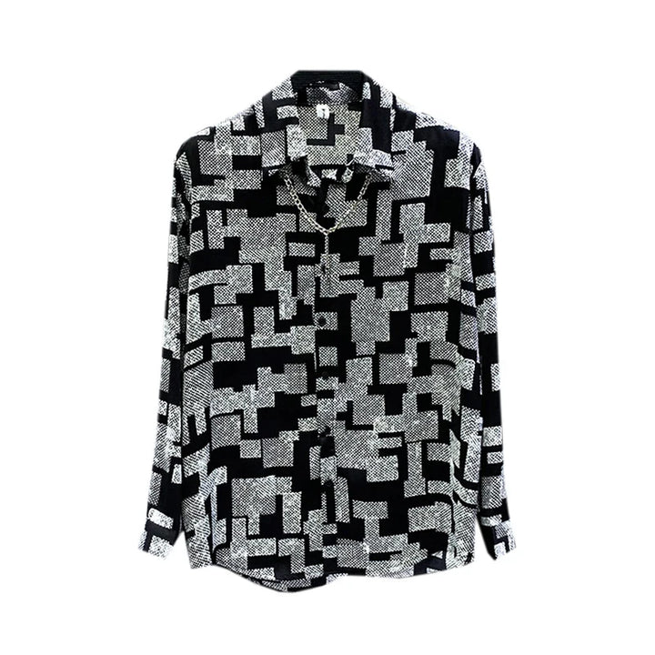 Printed Casual Long Sleeve Shirt Dark Tiger