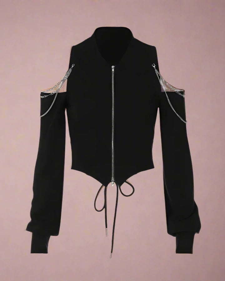 Y2K Harajuku Zip Top Dark Tiger