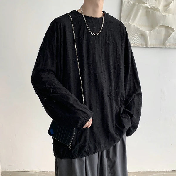 Korean Distressed Oversized Pullover Dark Tiger