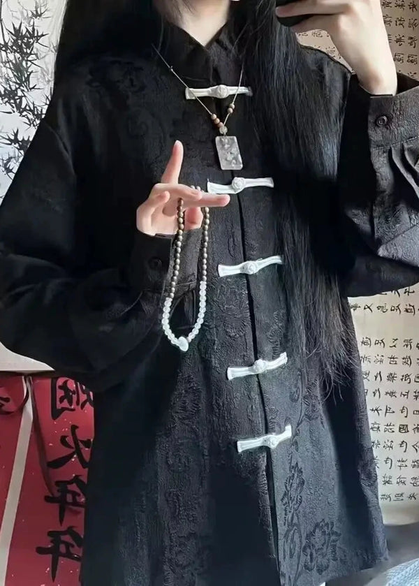 Vintage Chinese Style Shirt Dark Tiger