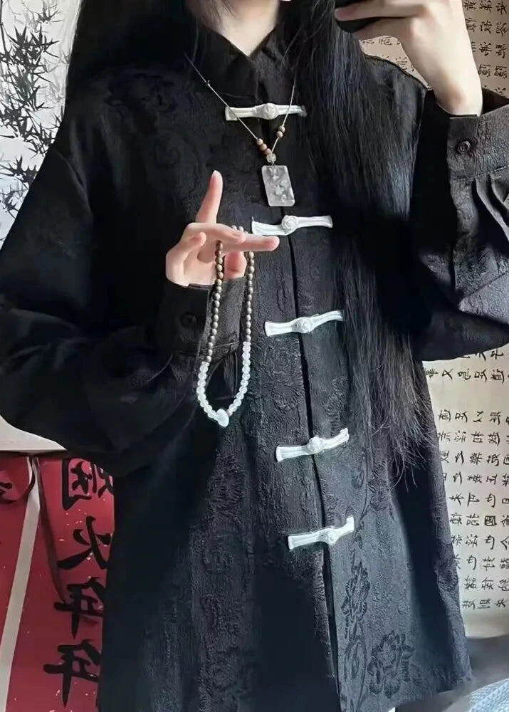 Vintage Chinese Style Shirt Dark Tiger
