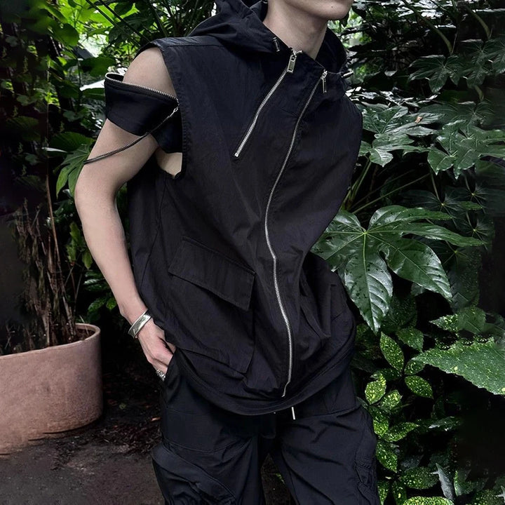 Dark Techwear Zip Vest Dark Tiger