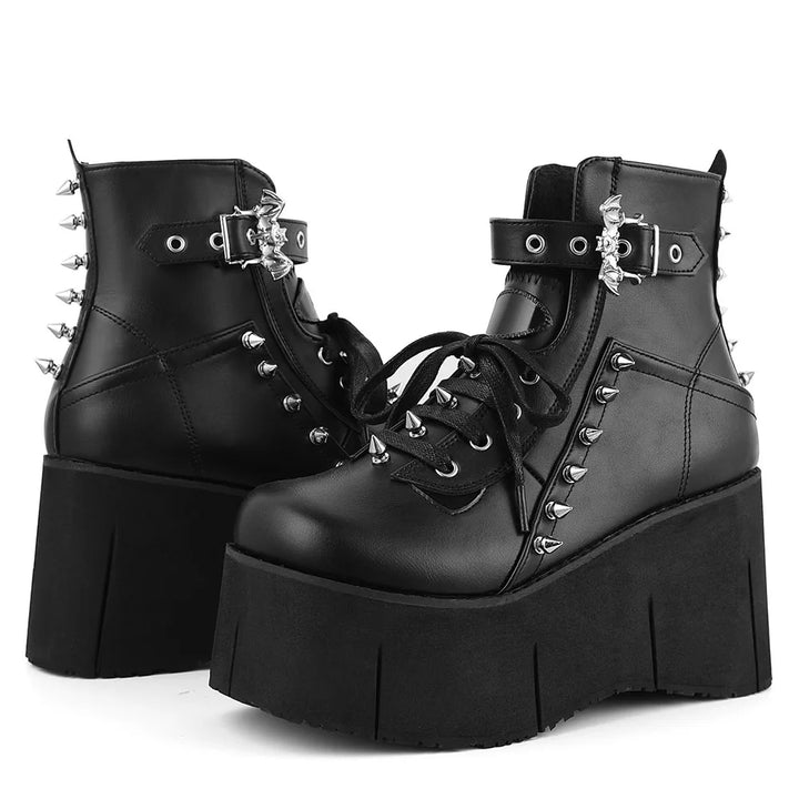 Dark Chunky Punk Ankle Boots Dark Tiger
