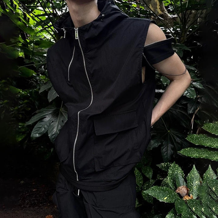 Dark Techwear Zip Vest Dark Tiger