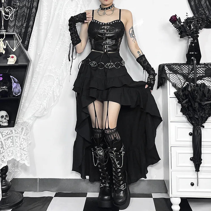 Dark Gothic Irregular Skirt Dark Tiger