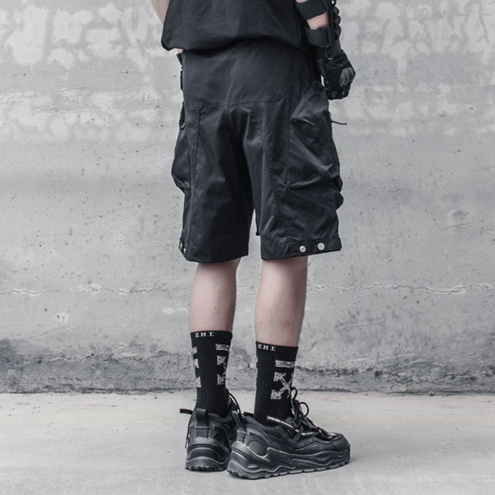 Gothic Techwear Cargo Shorts Dark Tiger