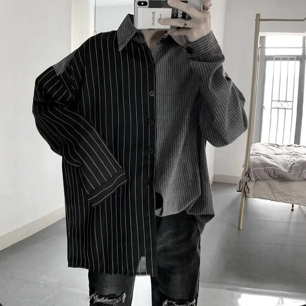 Korean Oversized Striped Shirt Dark Tiger