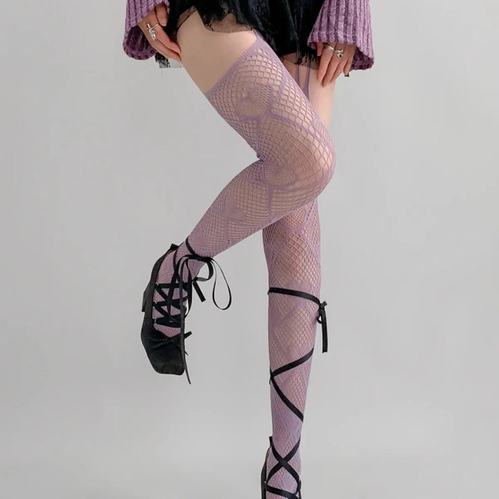 Y2K Love Heart Fishnet Stockings Sweet Girl Pantyhose Nude Women Sexy Suspender Tights JK Lolita Cosplay Party Lace Stockings Dark Tiger