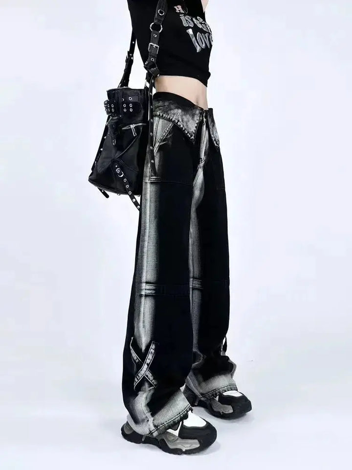 Dark Y2K Wide Jeans Dark Tiger