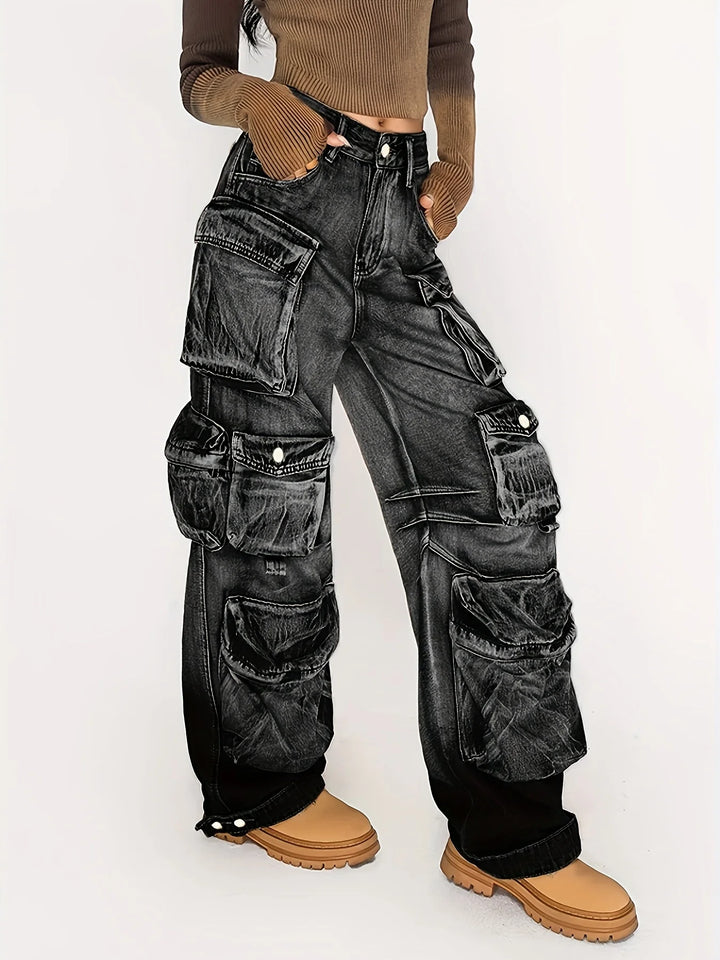 Dark Multi-Pocket Washed Pants Dark Tiger