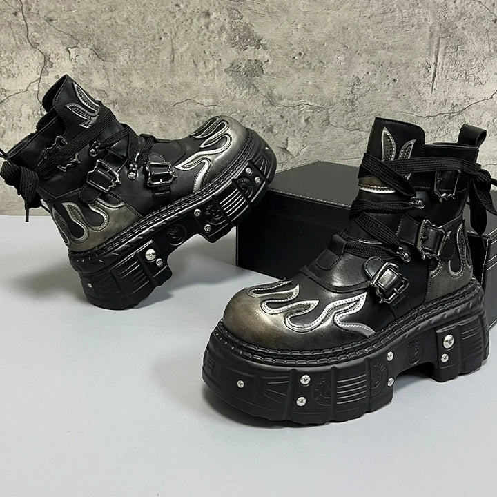 Punk Warm Platfrom Boots Dark Tiger