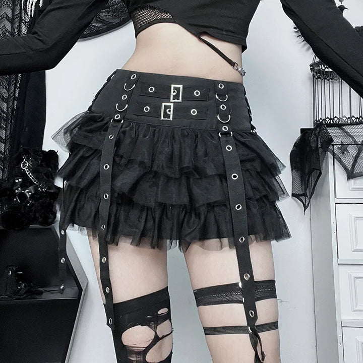 Punk High Waist Pleated Skirt Dark Tiger