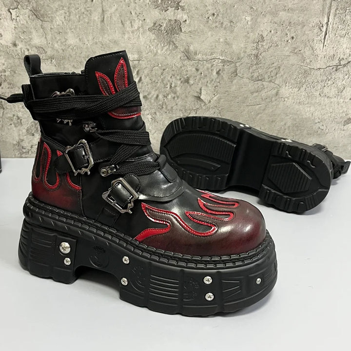 Punk Warm Platfrom Boots Dark Tiger