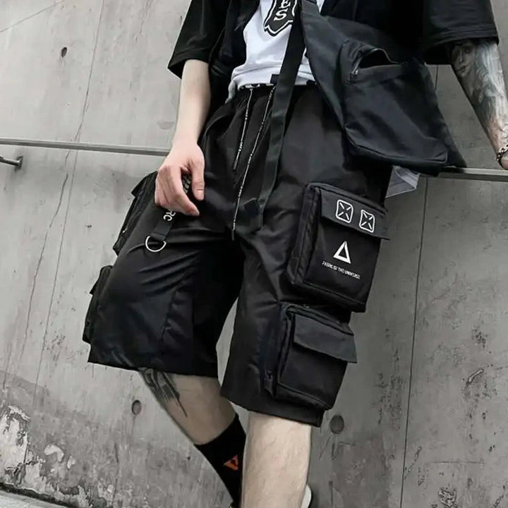 Dark Cyberpunk Cargo Shorts Dark Tiger