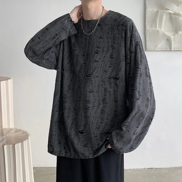 Korean Distressed Oversized Pullover Dark Tiger