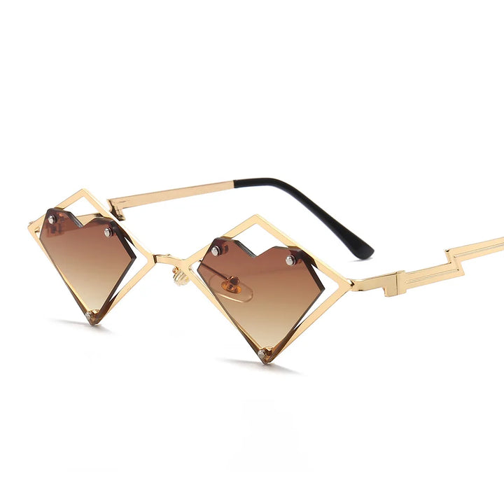 Heart-shaped Steampunk Sunglasses Dark Tiger