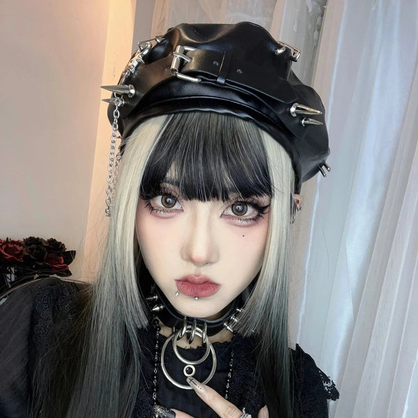 Harajuku Gothic Lolita Eco Leather Beret Dark Tiger