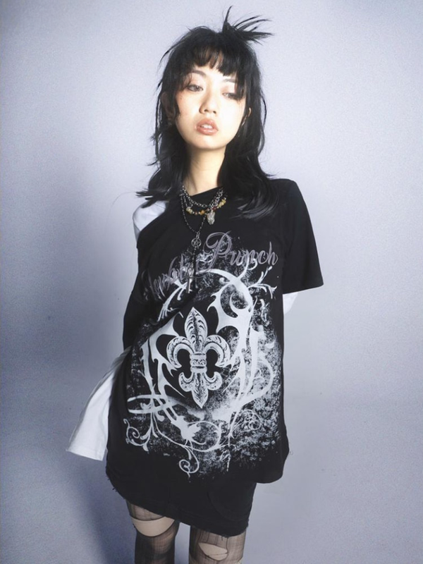 Grunge Y2K Off Shoulder T-Shirt Dark Tiger