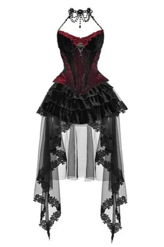 Velvet Gothic Outfit Set - Top, Skirt & Corset Dark Tiger