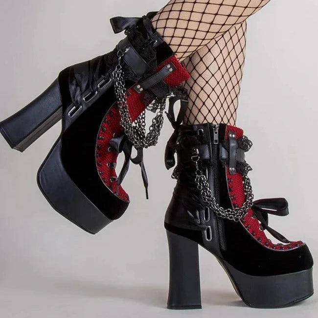 Retro Gothic Chain Boots Dark Tiger