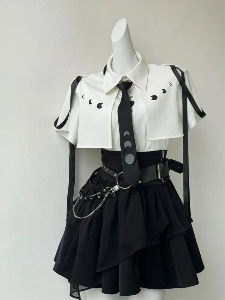 Vintage Outfit Set - Shirt & Skirt Dark Tiger