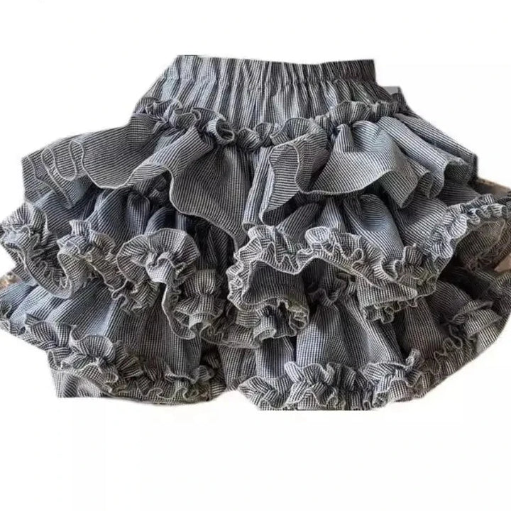 Grunge Pompon Layered Skirt Dark Tiger