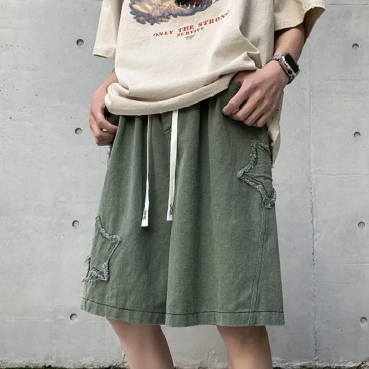Dark Vintage Denim Shorts Dark Tiger