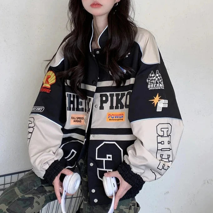 Y2K Racing Bomber Jacket Dark Tiger