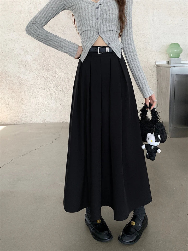 Korean Long Pleated Skirt Dark Tiger