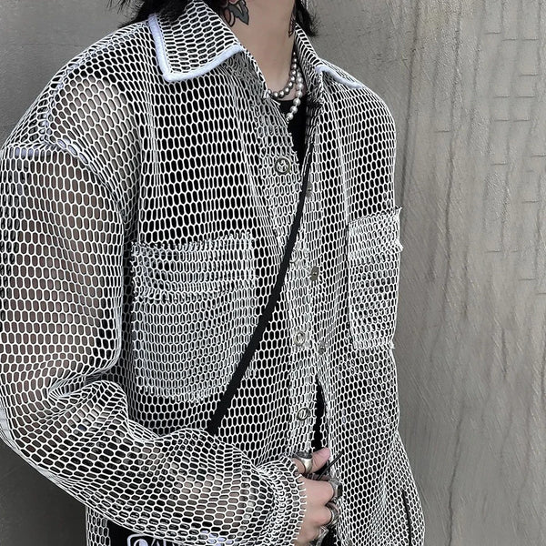 Harajuku Loose Mesh Shirt Dark Tiger