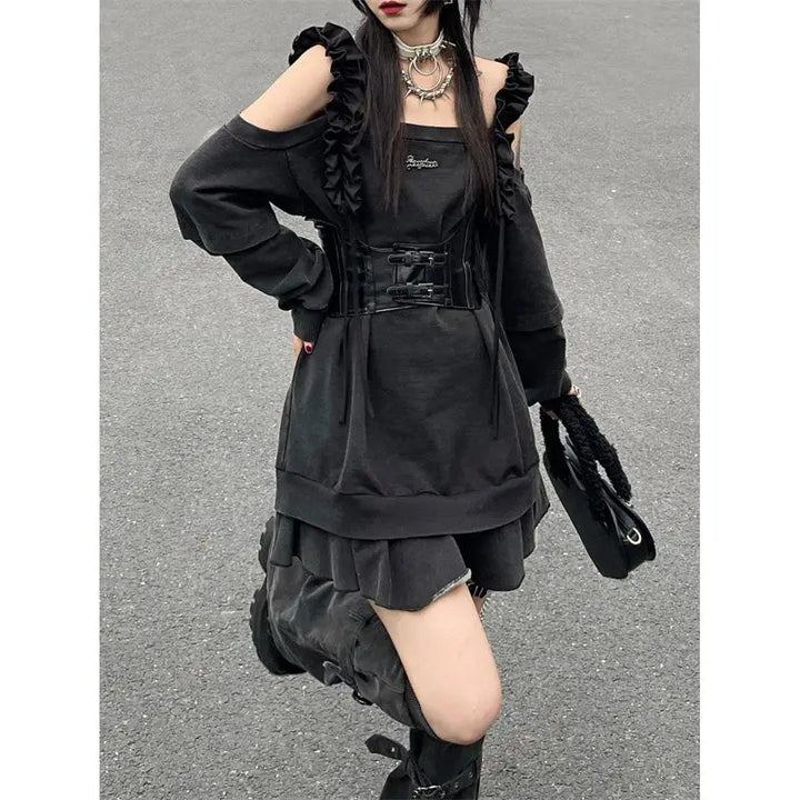 Gothic Harajuku Outfit Set - Dress & Leg Warmers Dark Tiger