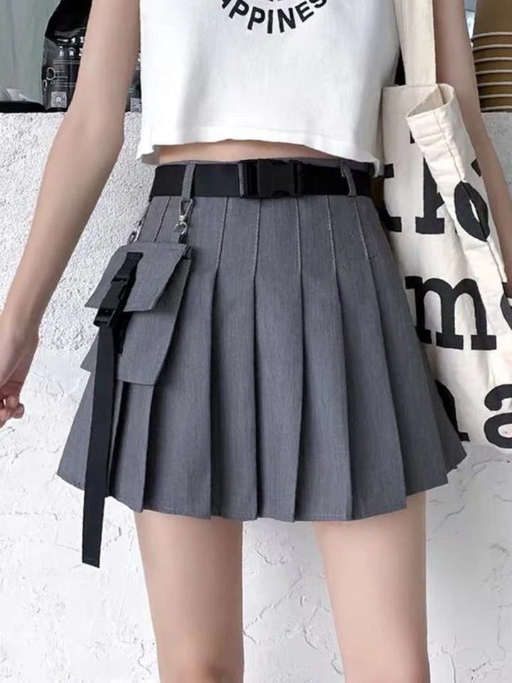 Harajuku Pleated Cargo Skirt Dark Tiger