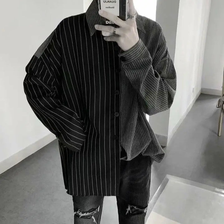 Korean Oversized Striped Shirt Dark Tiger