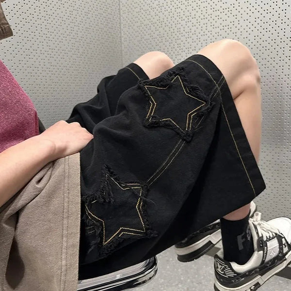 Dark Vintage Denim Shorts Dark Tiger