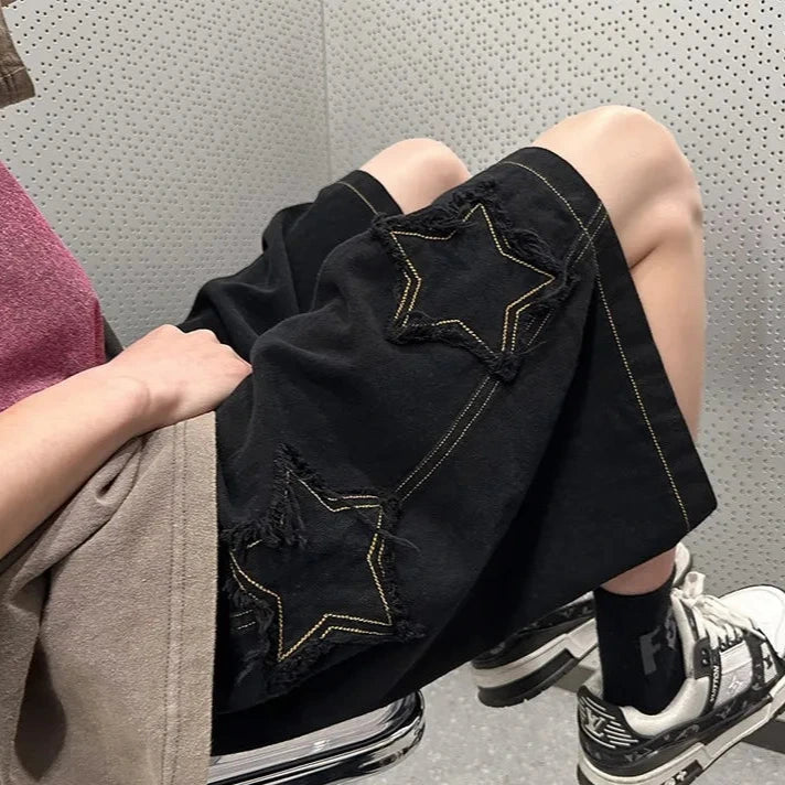 Dark Vintage Denim Shorts Dark Tiger