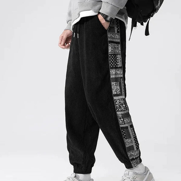 Chinese Style Corduroy Sweatpants Dark Tiger