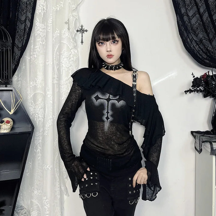 Vintage Goth Longsleeve Top Dark Tiger