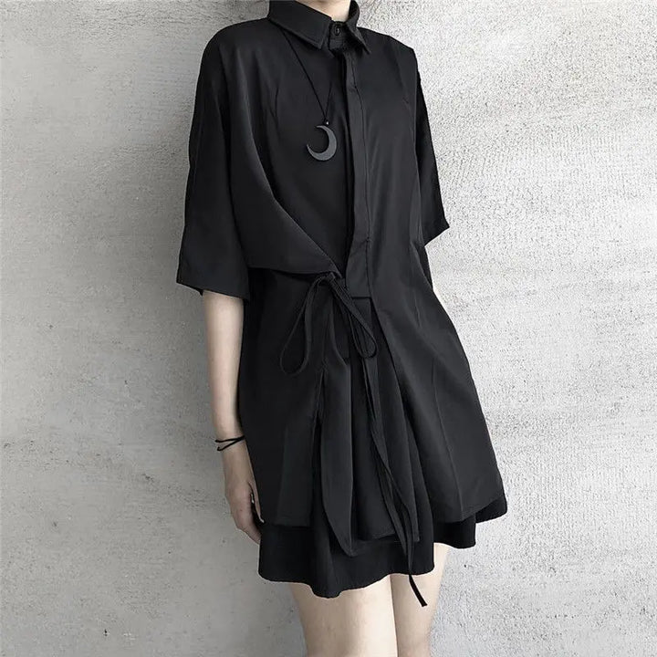 Japanese Dark Shirt Dress Dark Tiger