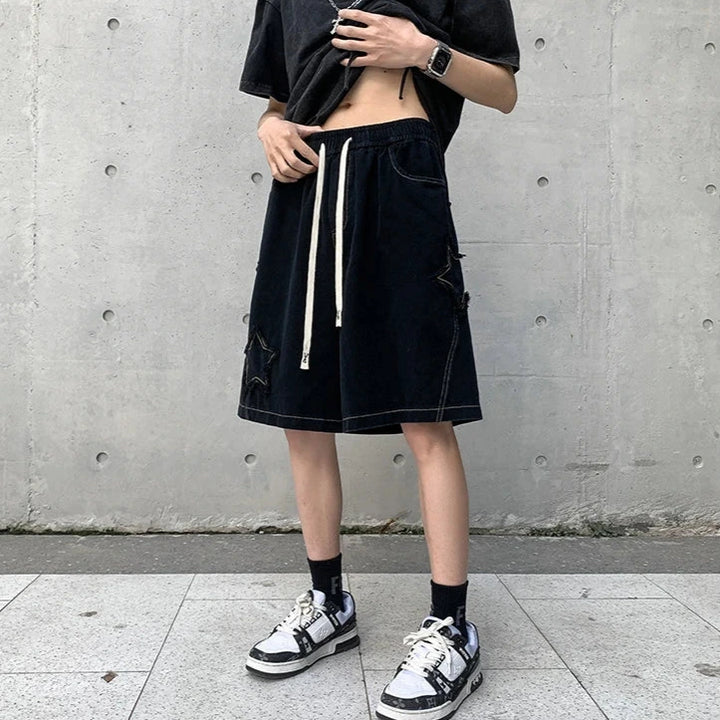 Dark Vintage Denim Shorts Dark Tiger