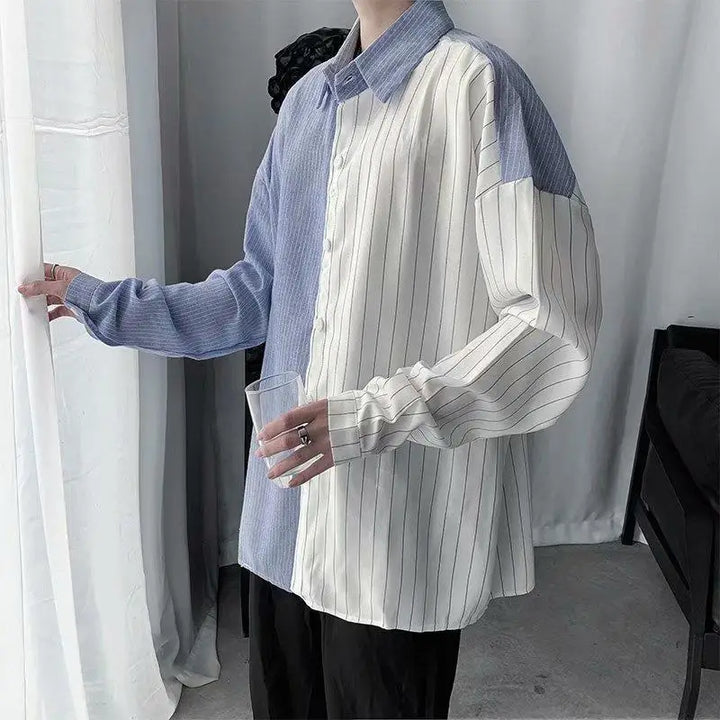 Korean Oversized Striped Shirt Dark Tiger