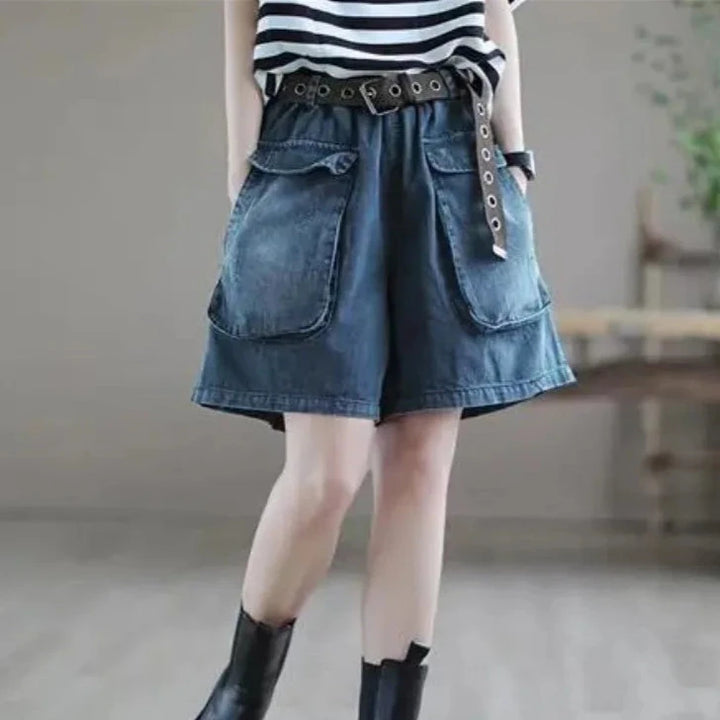 Korean Oversized Denim Shorts Dark Tiger