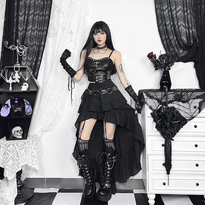 Dark Gothic Irregular Skirt Dark Tiger