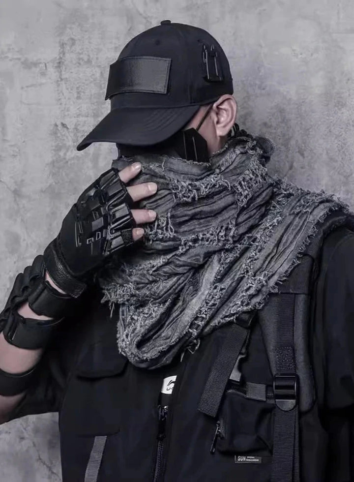 Vintage Techwear Plaid Scarf Dark Tiger
