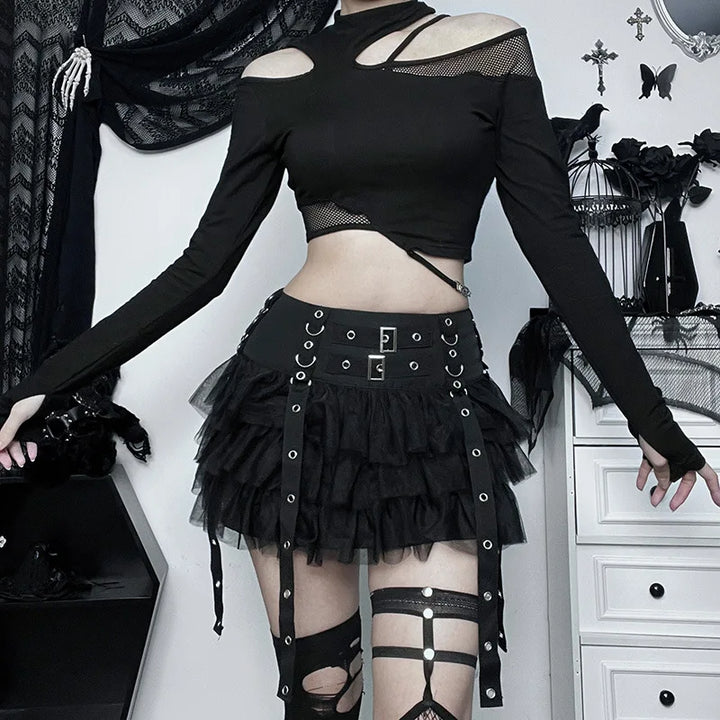 Punk High Waist Pleated Skirt Dark Tiger