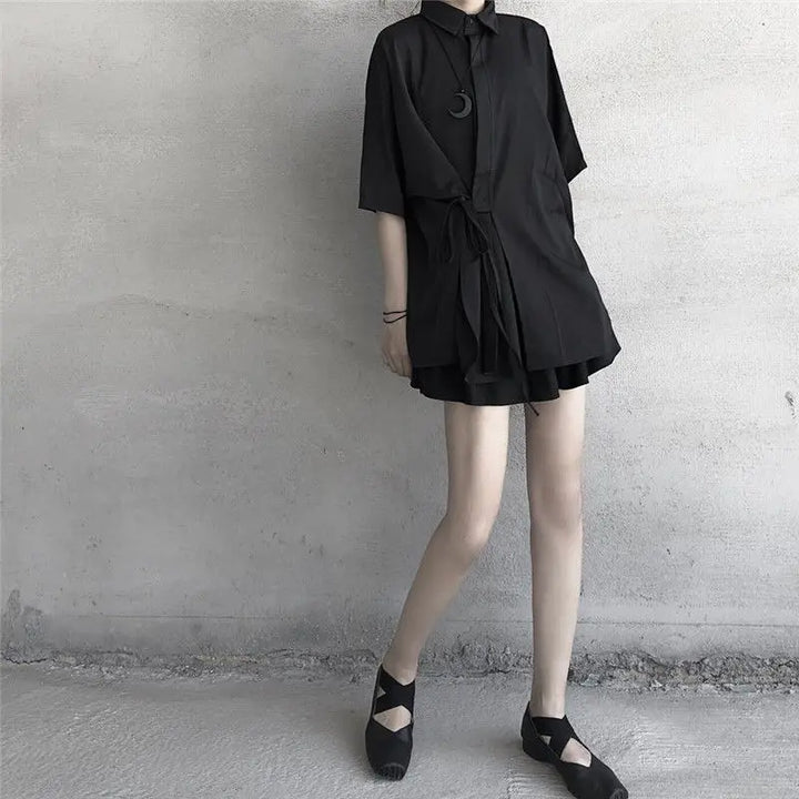 Japanese Dark Shirt Dress Dark Tiger