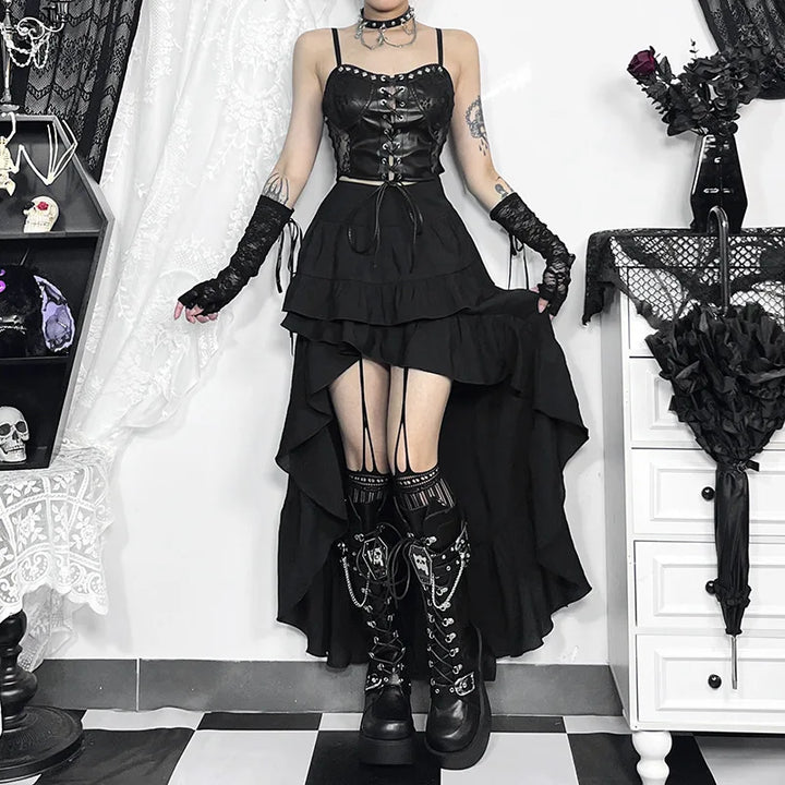 Dark Gothic Irregular Skirt Dark Tiger