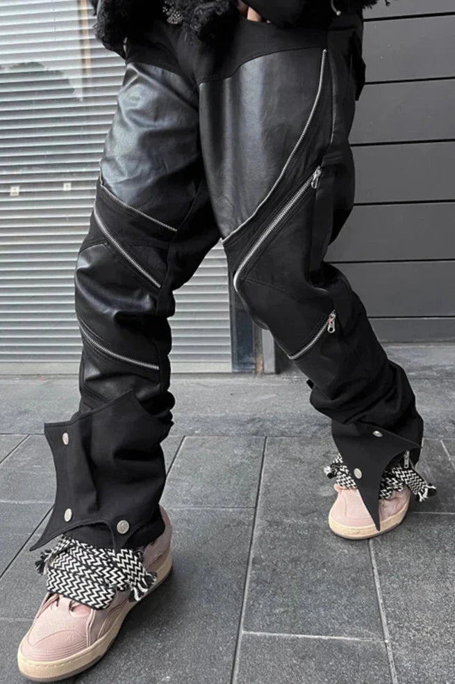 Gothic Slim Leather Pants Dark Tiger