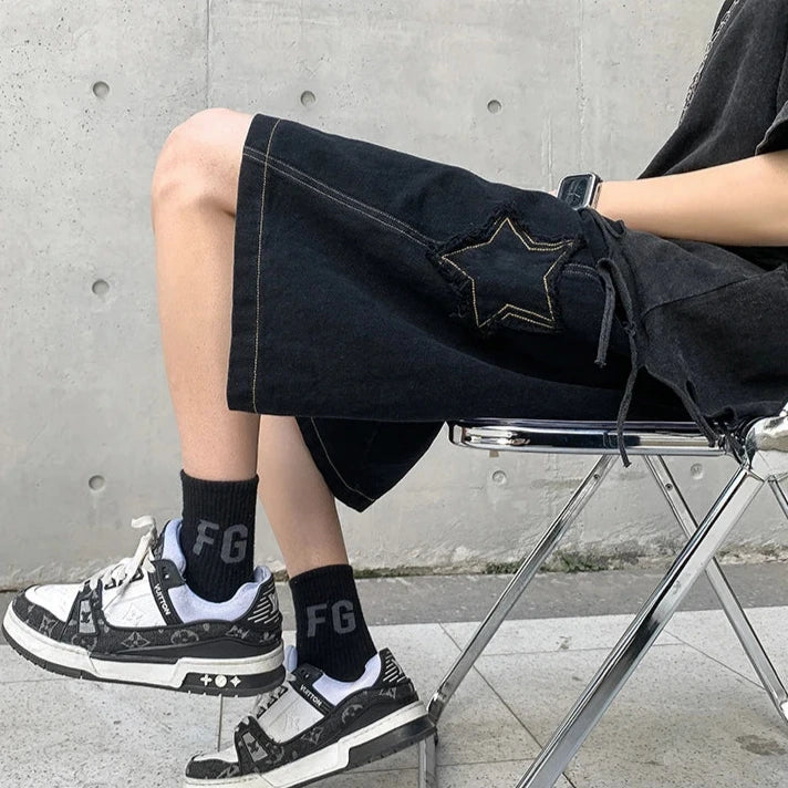 Dark Vintage Denim Shorts Dark Tiger